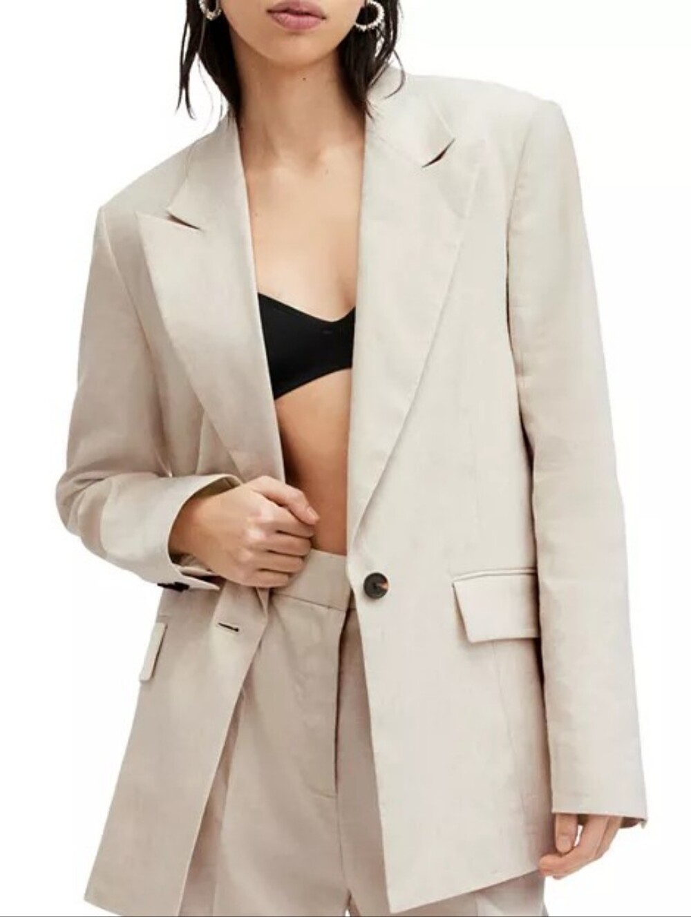 NWT ALL SAINTS Whitney Blazer Natural Linen Single Button Size 8 NEW